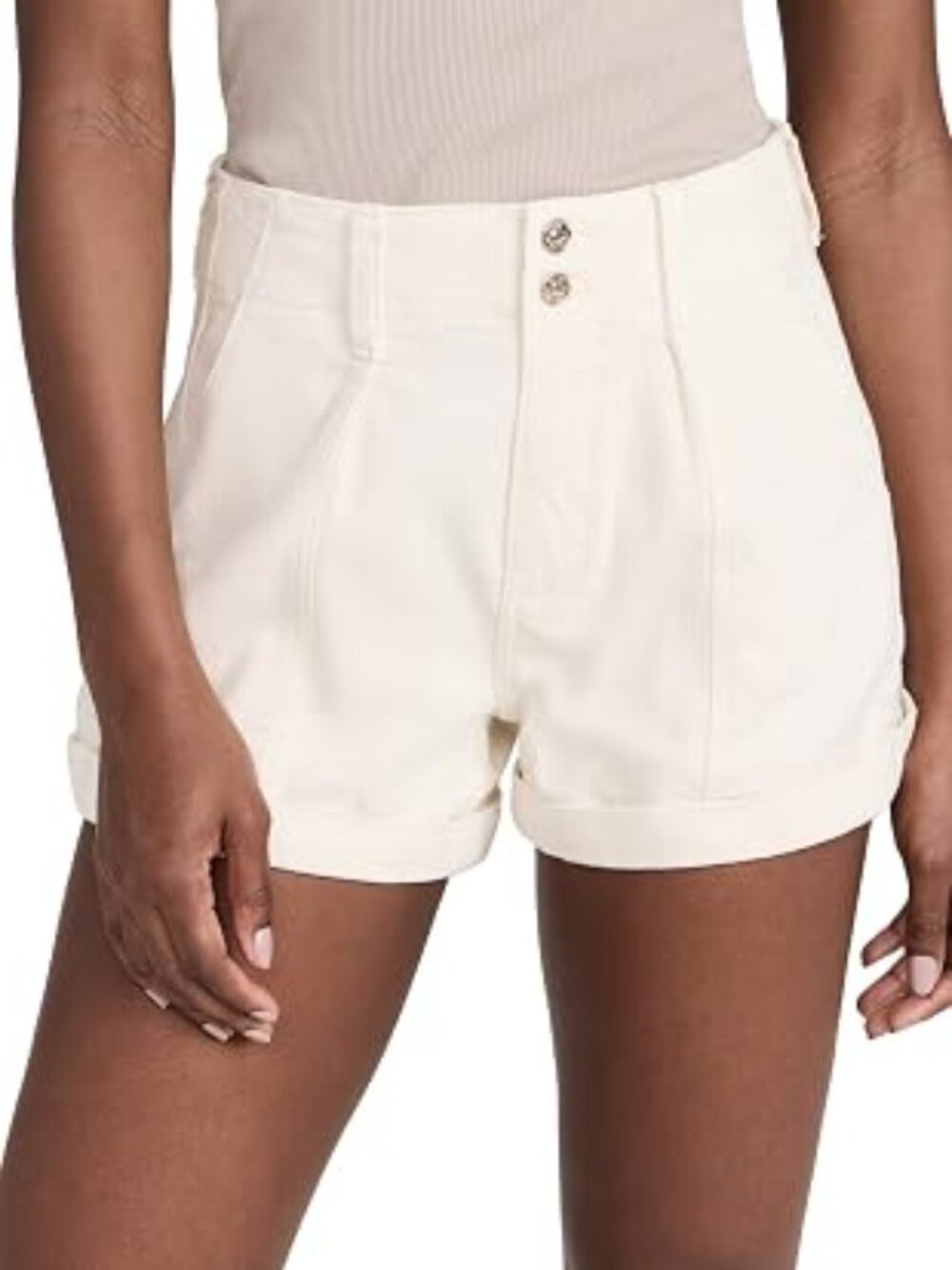 PAIGE Brooklyn High Waisted Cuff Shorts Quartz Sand Size 27